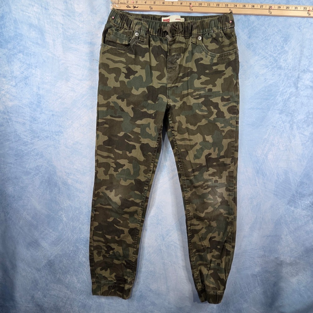 Levis Womens Camo Jogger Pants Green Camouflage Elastic Waist Size 14 Reg 27x29